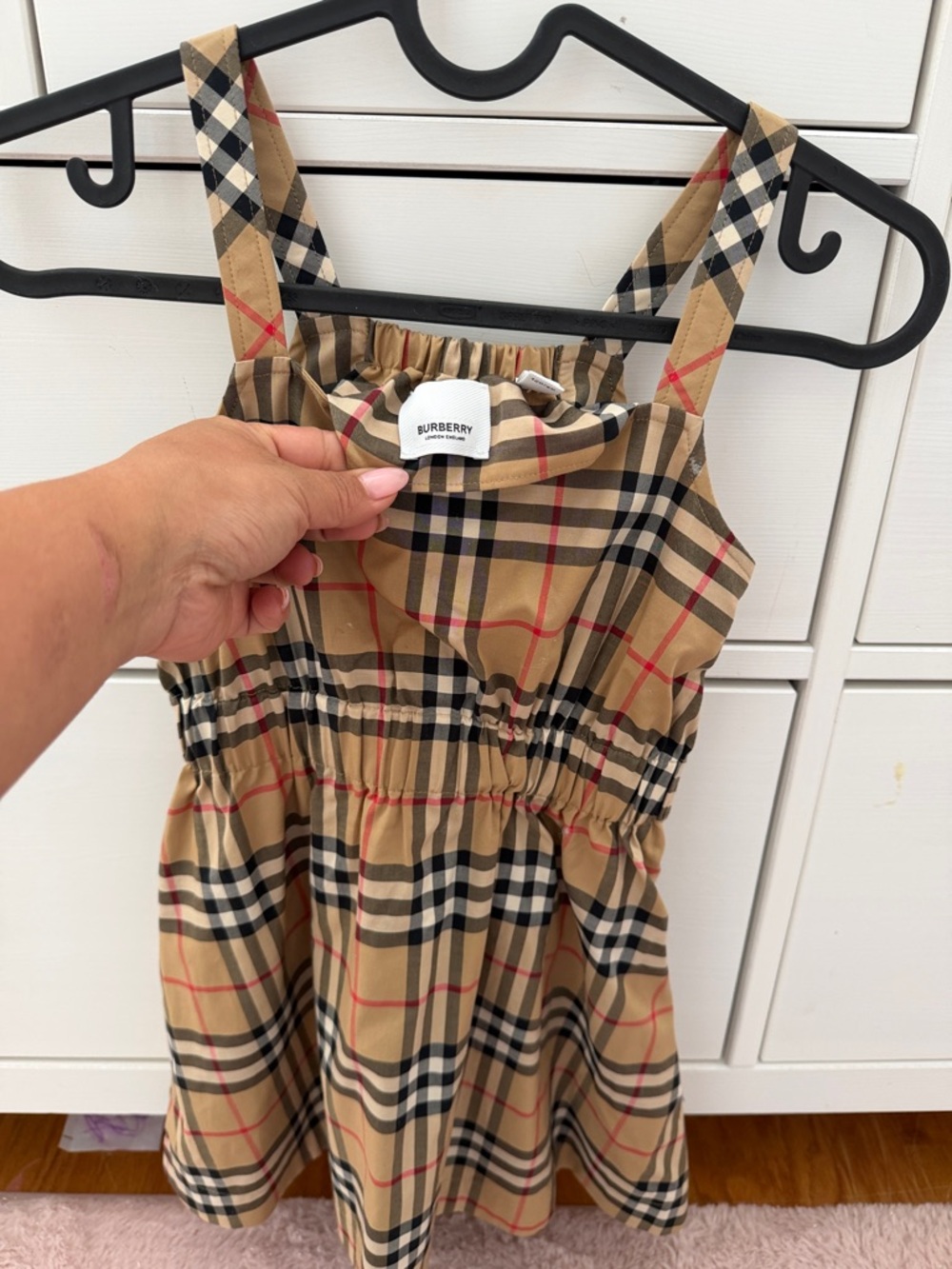 Burberry Tan Nova Check Sundress with Black & Red Accents